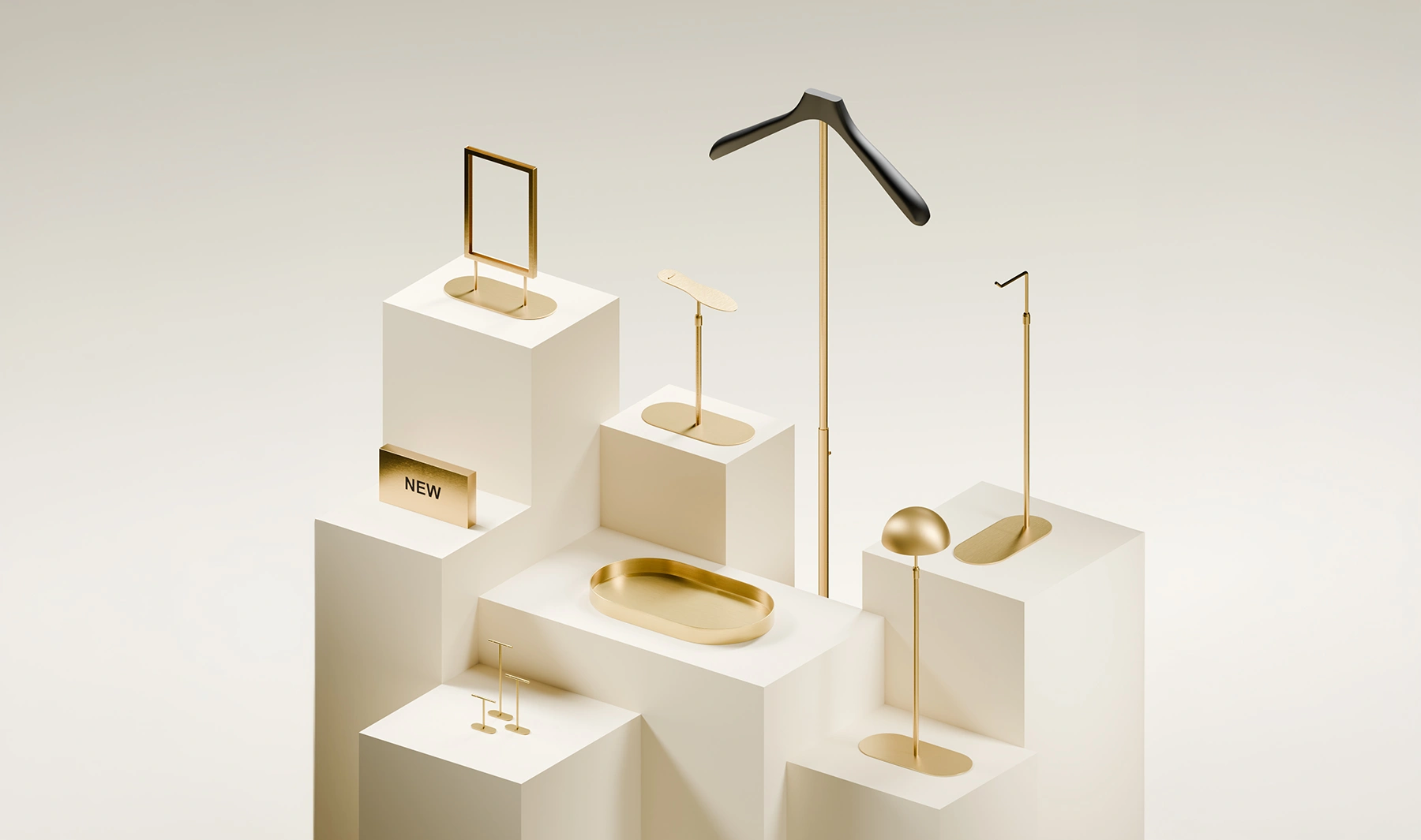 Weiche, längliche Accessoire-Displays in Kapselform Weiche, längliche Accessoire-Displays in Kapselform