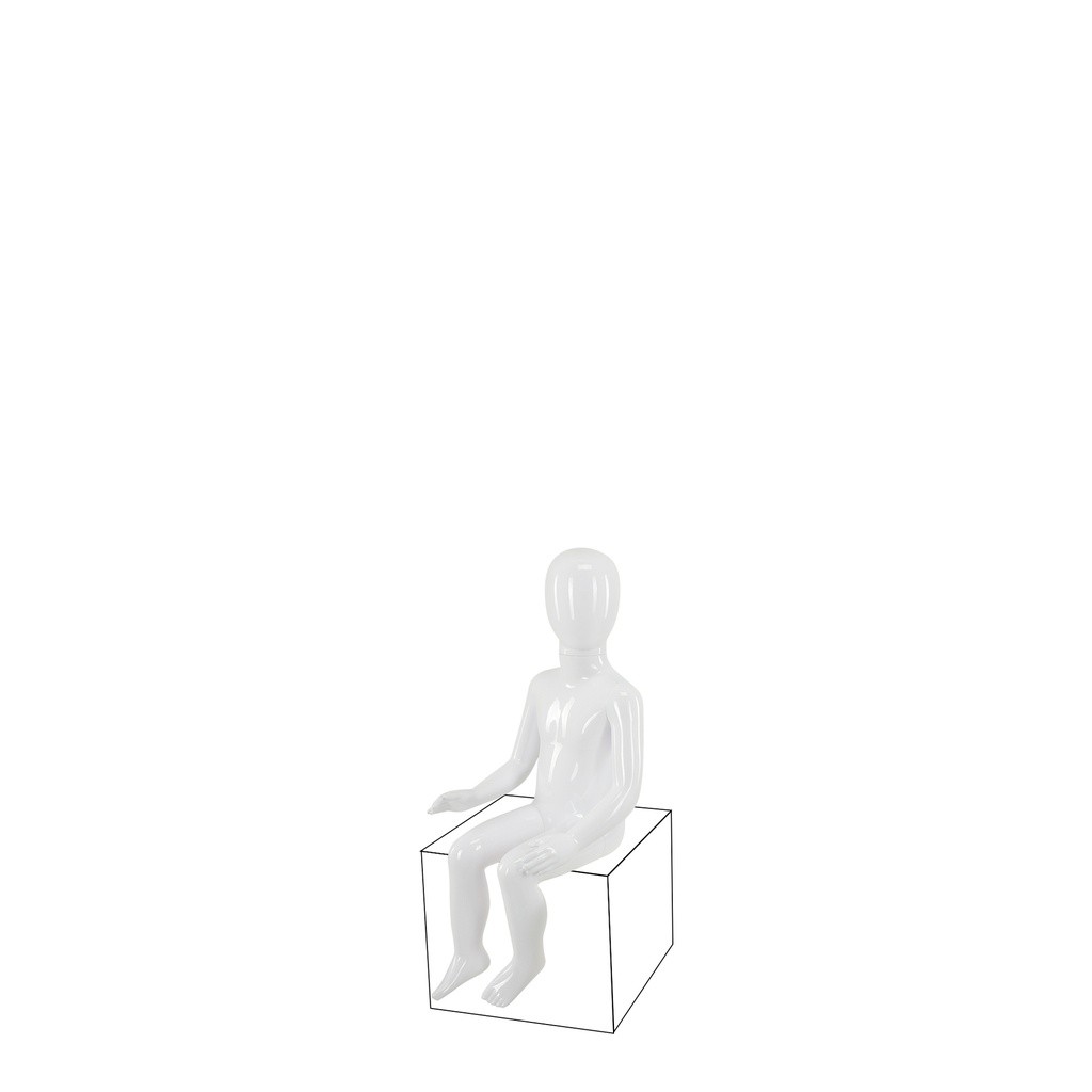 BINK - Unbreakable children's mannequin, 4 years, abstract head, recyclable mannequin made of ABS plastic, glossy white, pose 8