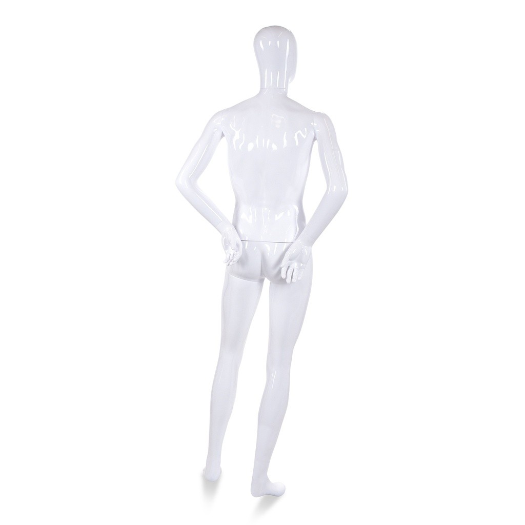 BINK - Unbreakable men's mannequin, abstract head, recyclable mannequin made of ABS plastic, glossy white, pose 06