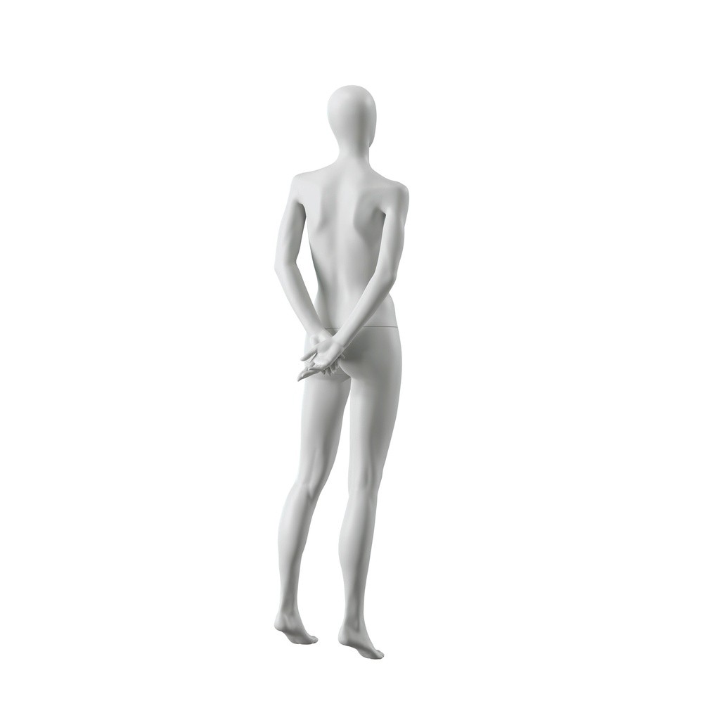 BINK - Abstract grey female mannequin, with abstract head, glass base, pose F002