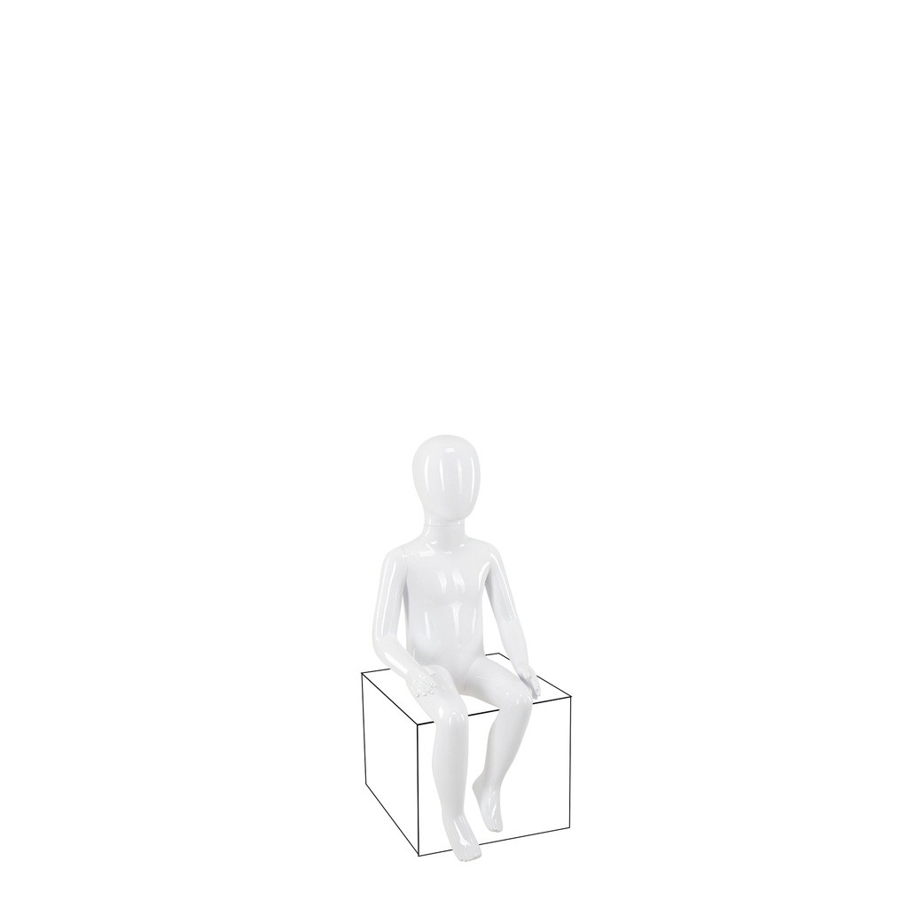 BINK - Unbreakable children's mannequin, 4 years, abstract head, recyclable mannequin made of ABS plastic, glossy white, pose 8