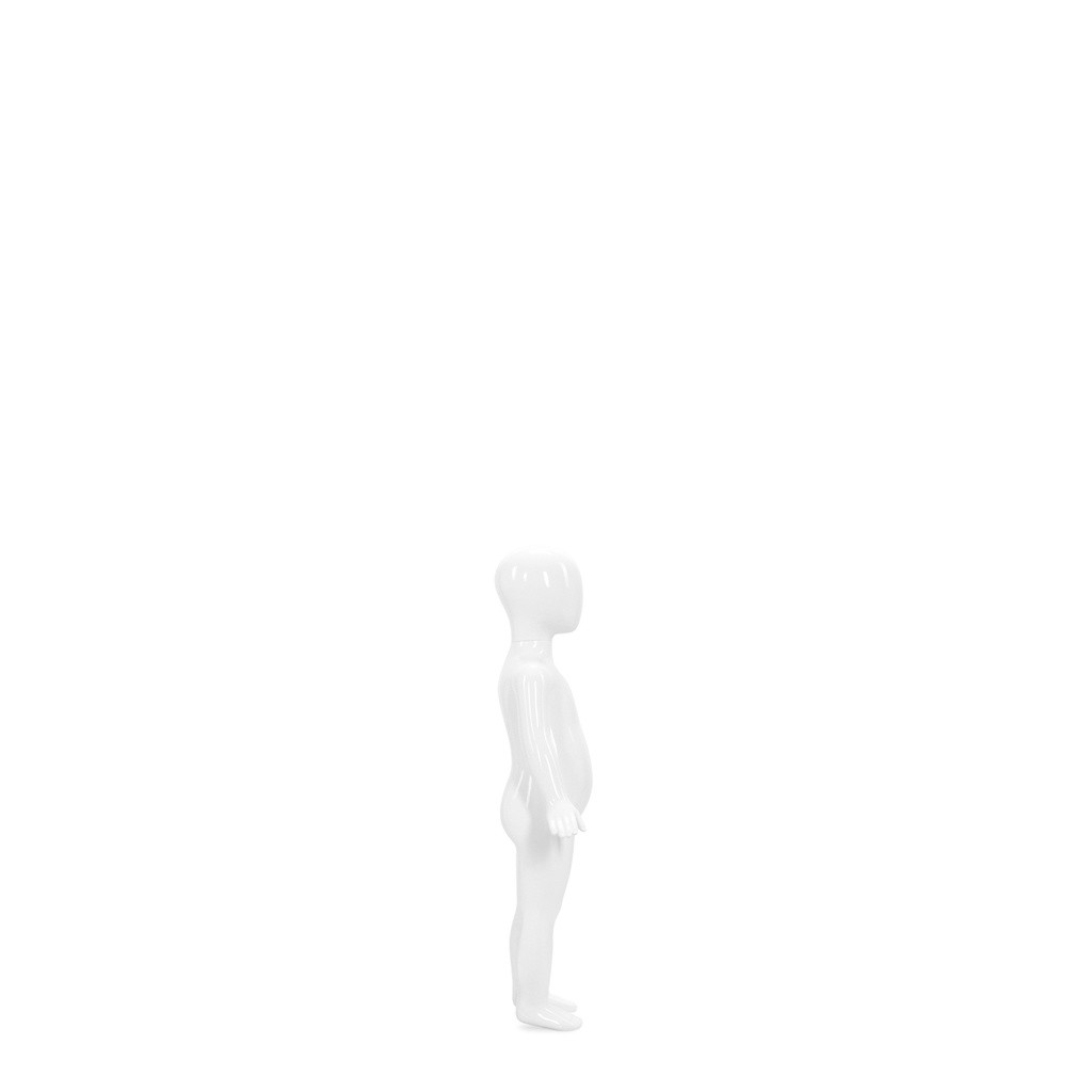 BINK - Unbreakable children's mannequin, 1 year, abstract head, recyclable mannequin made of ABS plastic, glossy white, pose 4