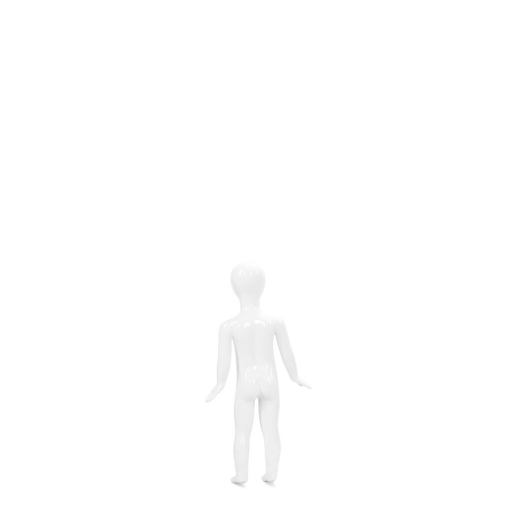 BINK - Unbreakable children's mannequin, 1 year, abstract head, recyclable mannequin made of ABS plastic, glossy white, pose 4