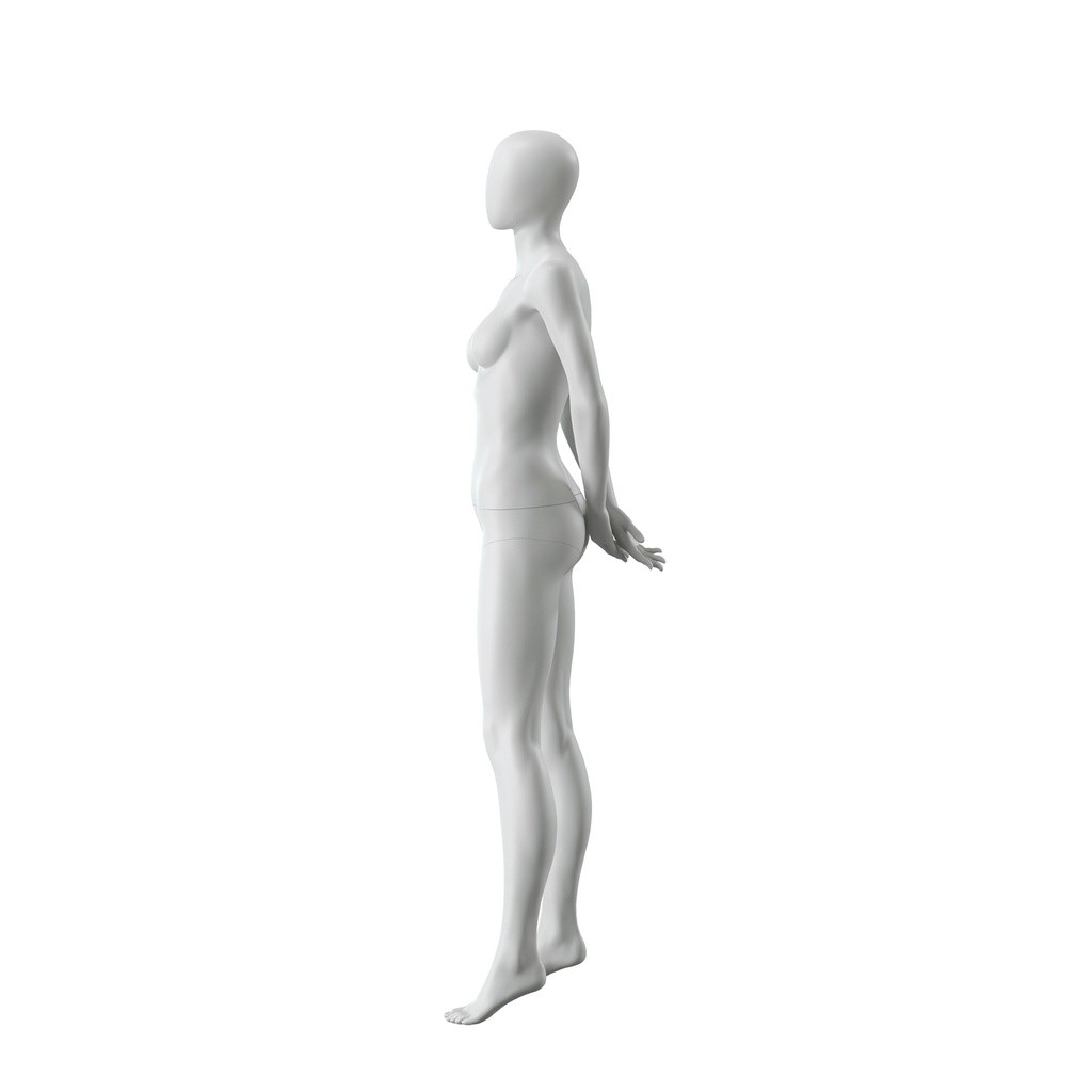 BINK - Abstract grey female mannequin, with abstract head, glass base, pose F002