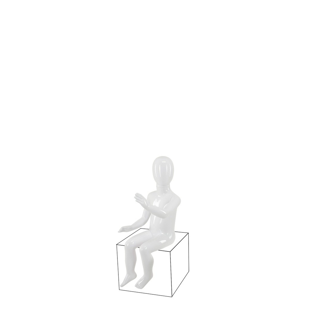 BINK - Unbreakable children's mannequin, 4 years, abstract head, recyclable mannequin made of ABS plastic, glossy white, pose 8