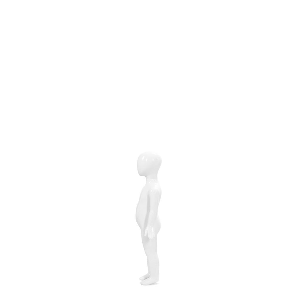 BINK - Unbreakable children's mannequin, 1 year, abstract head, recyclable mannequin made of ABS plastic, glossy white, pose 4