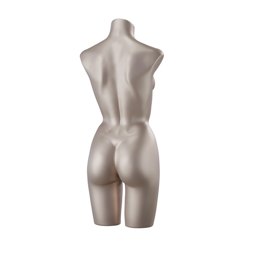 BINK - Lingerie torso, female, B-cup, bronze metallic skin color, pose 001