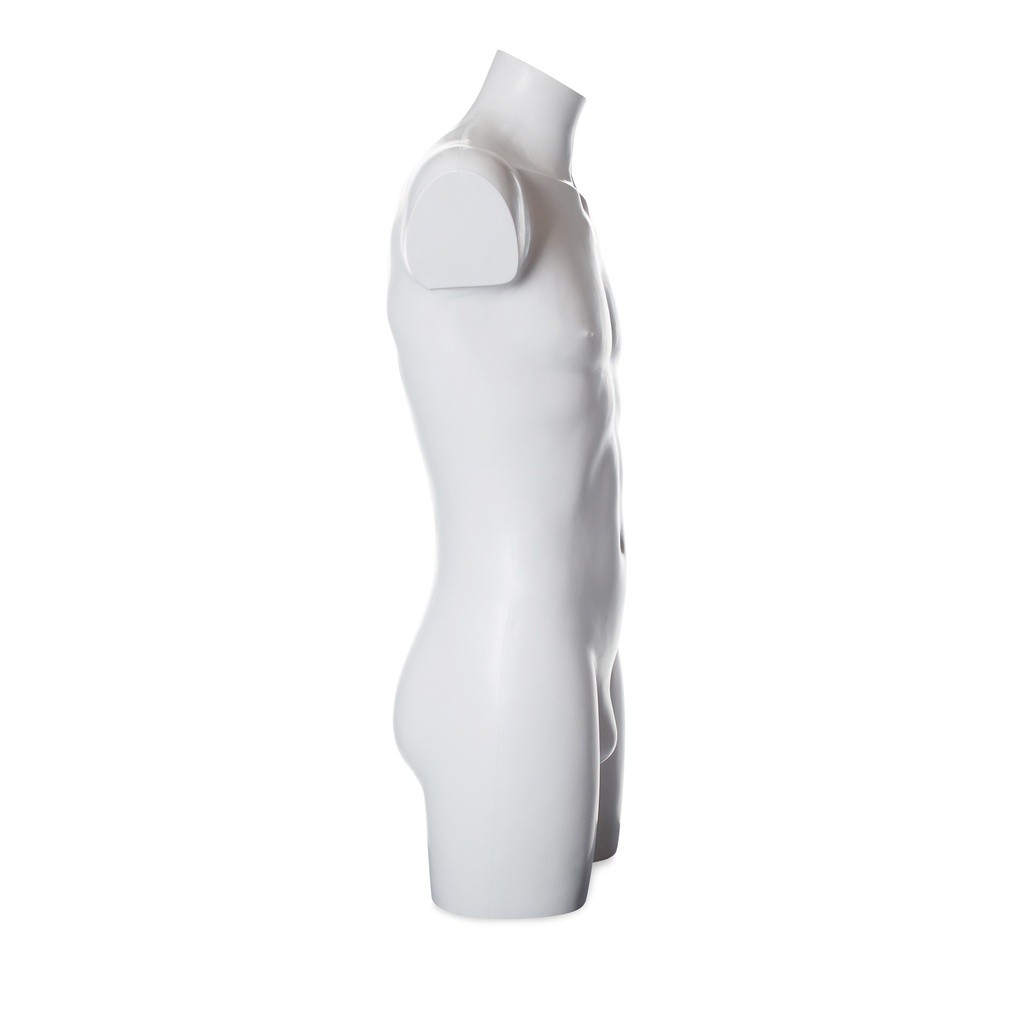 BINK - Plastic mannequin torso, male, white recyclable plastic, pose 2005U_WH