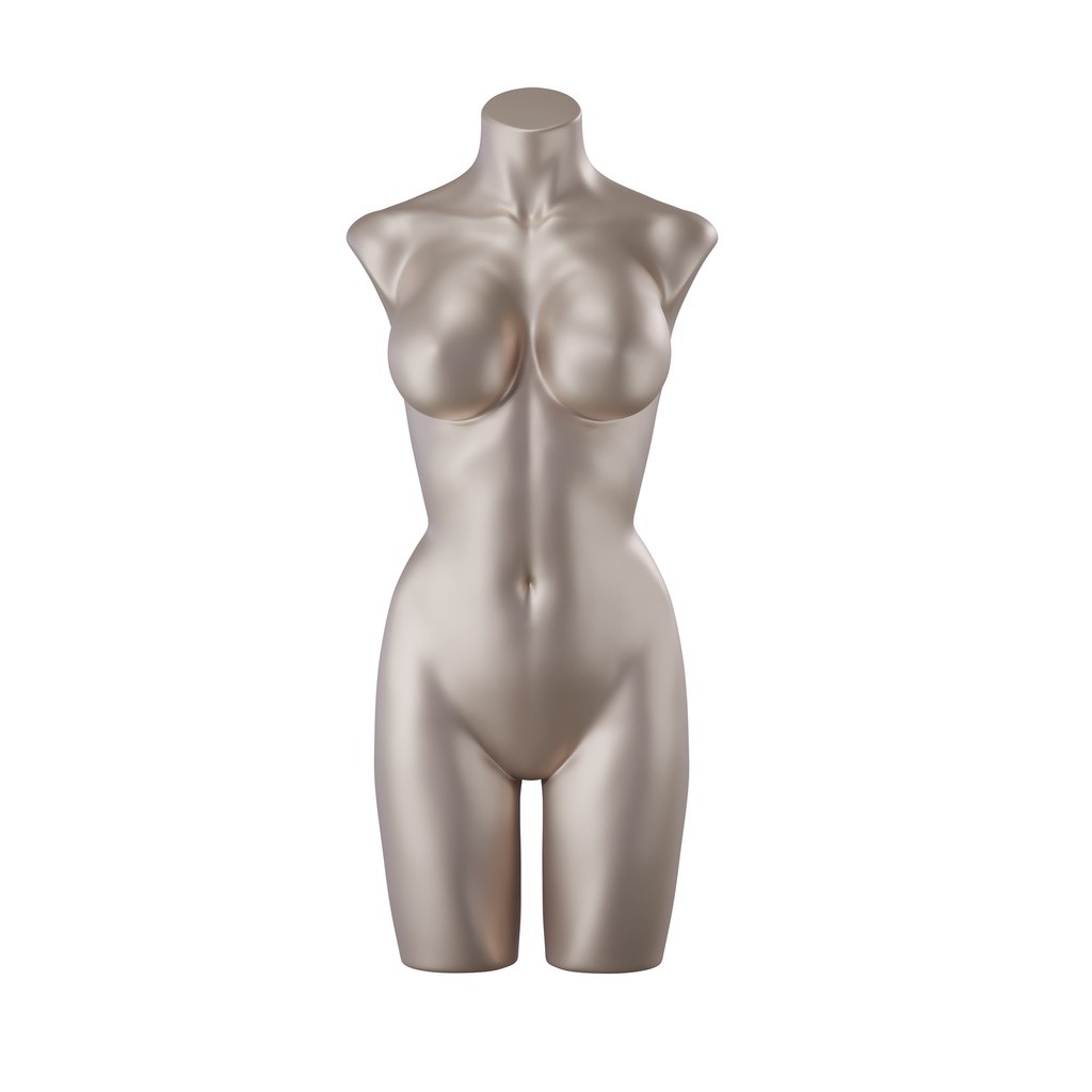 BINK - Lingerie torso, female, D-cup, bronze metallic skin color, pose 003
