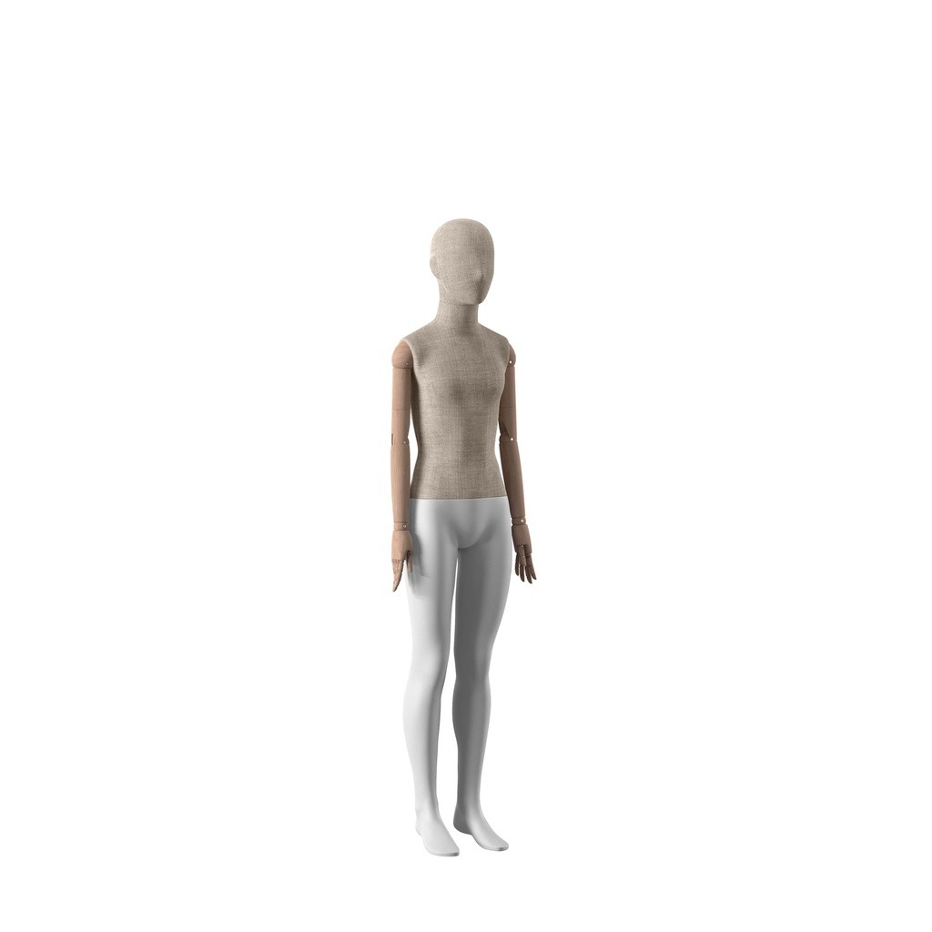 BINK - vintage mannequin, child, girl, wooden arms, covered with fabric, 12 years, standing pose 79