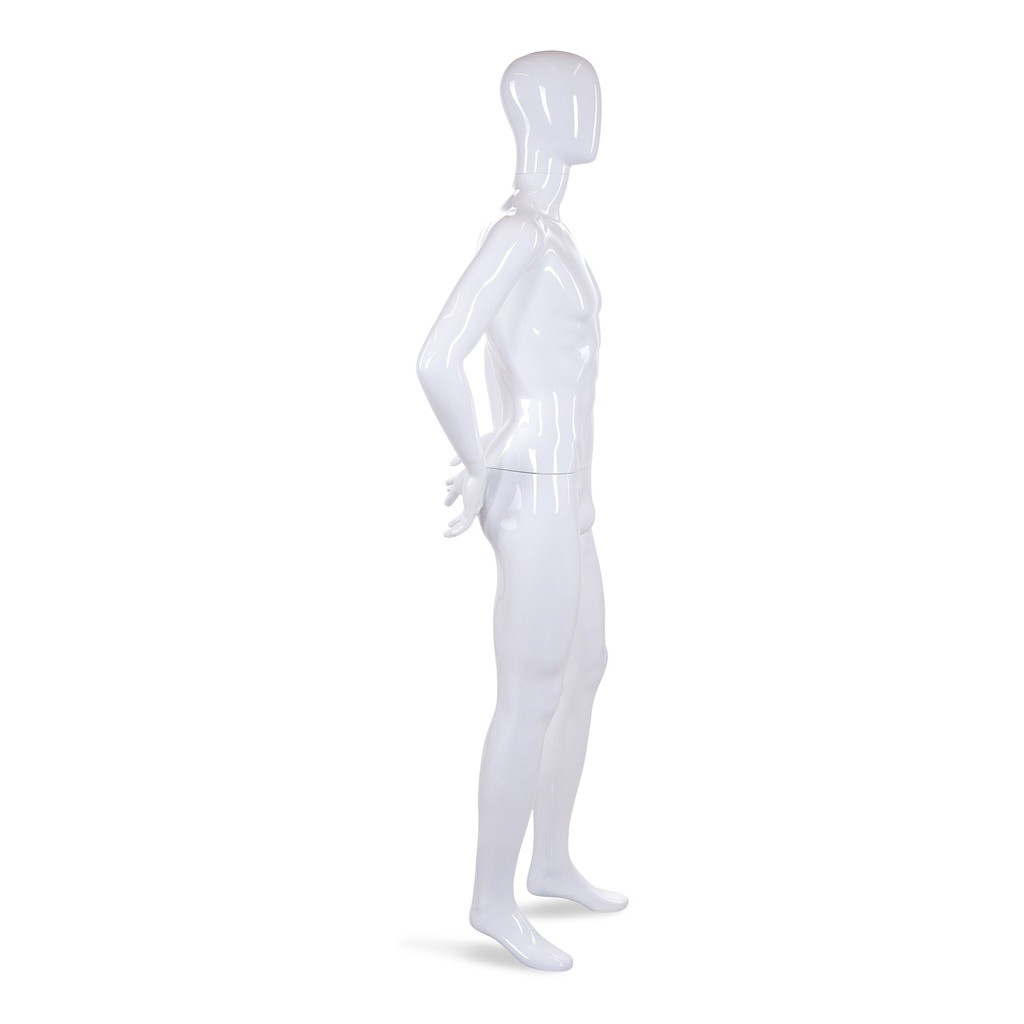 BINK - Unbreakable men's mannequin, abstract head, recyclable mannequin made of ABS plastic, glossy white, pose 06