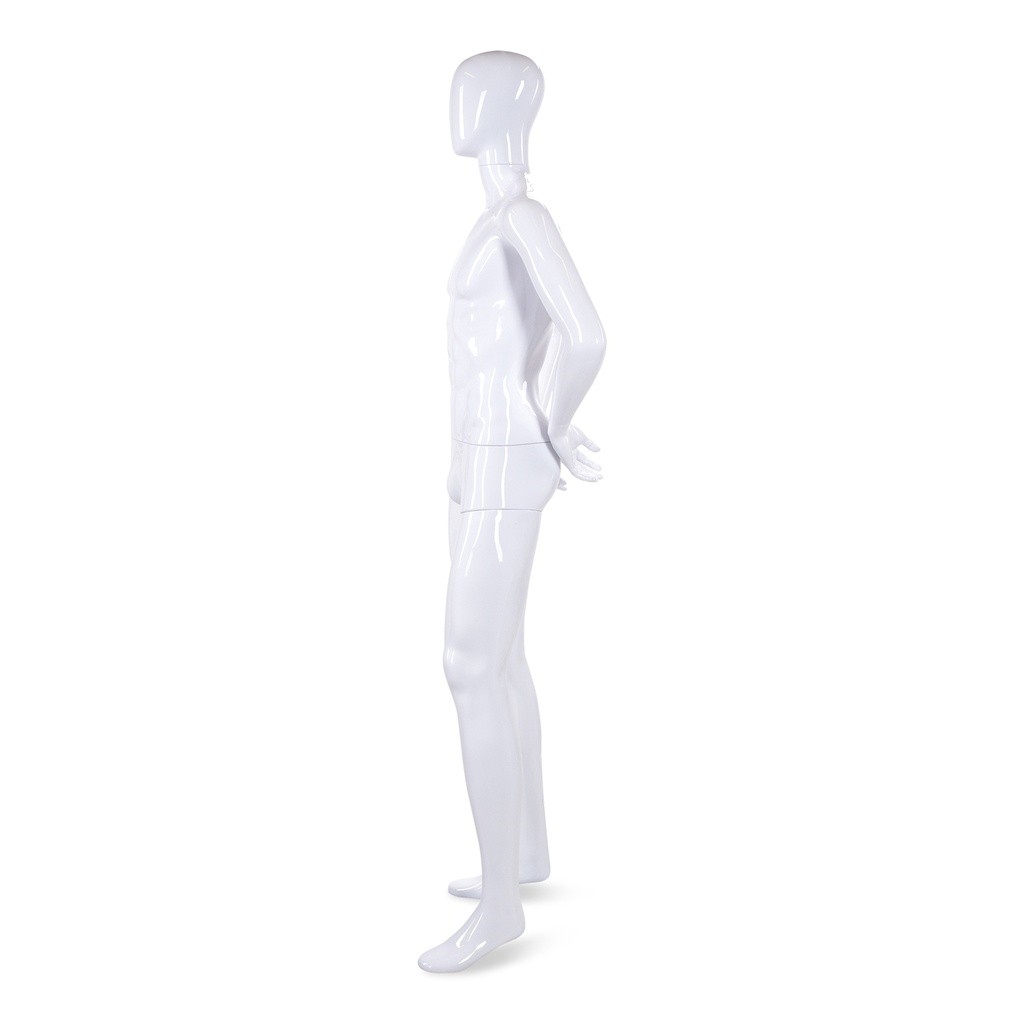 BINK - Unbreakable men's mannequin, abstract head, recyclable mannequin made of ABS plastic, glossy white, pose 06