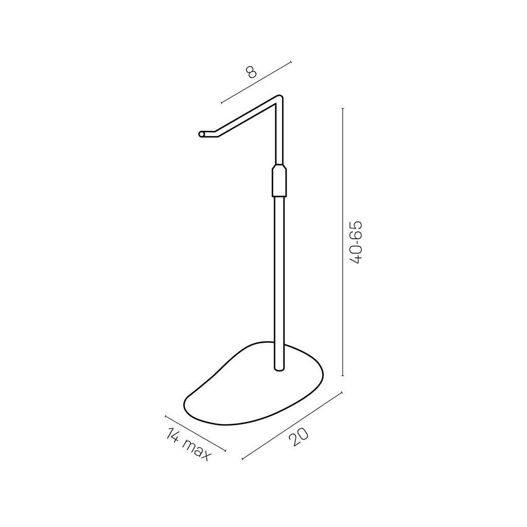 BINK - Adjustable L-stand, for displaying leather goods, handbags, and fashion accessories, white metal