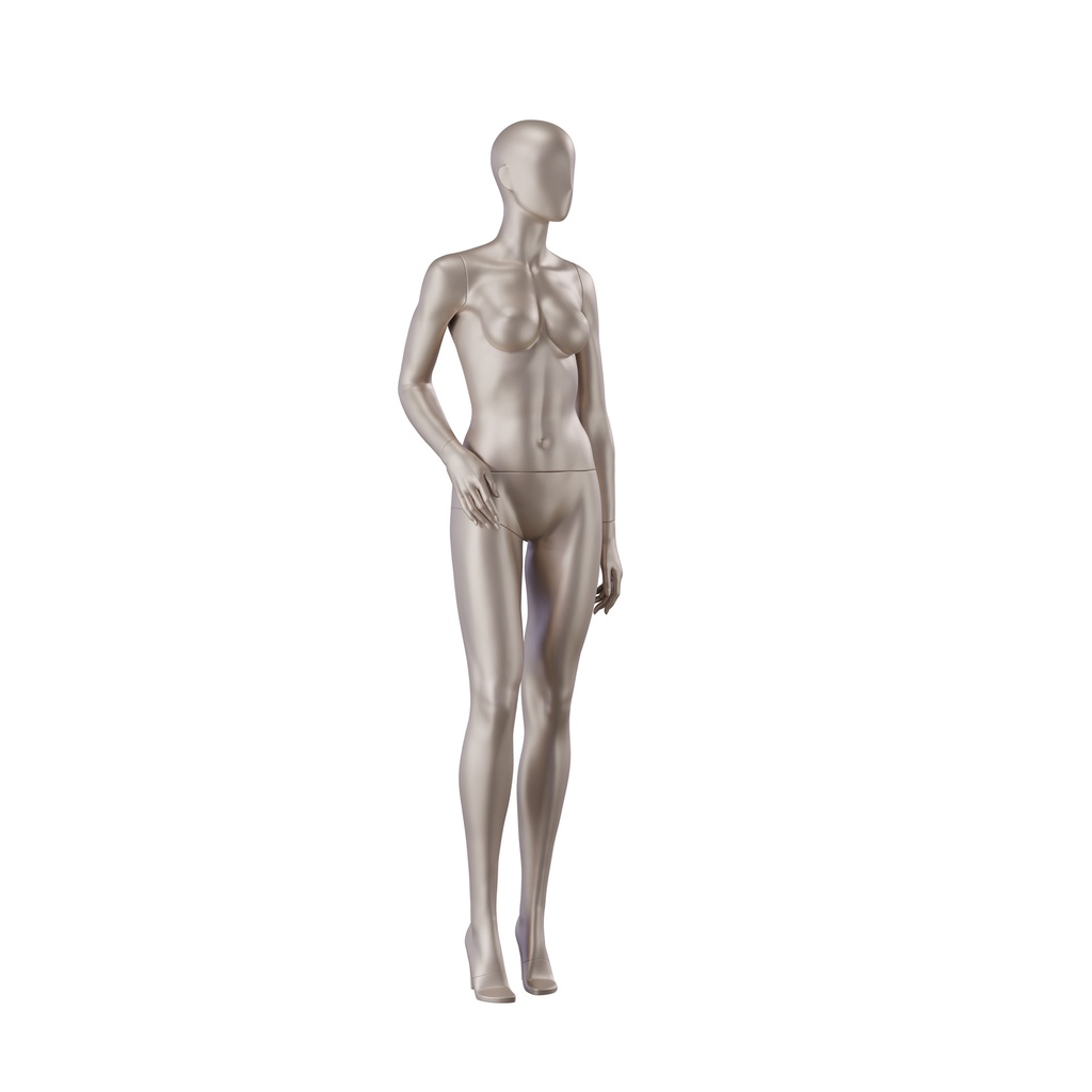 BINK - Underwear mannequin, female, B-cup, bronze metallic skin color mat, standing pose 02B