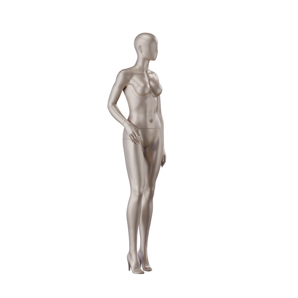 BINK - Underwear mannequin, female, C-cup, bronze metallic skin color mat, standing pose 02C