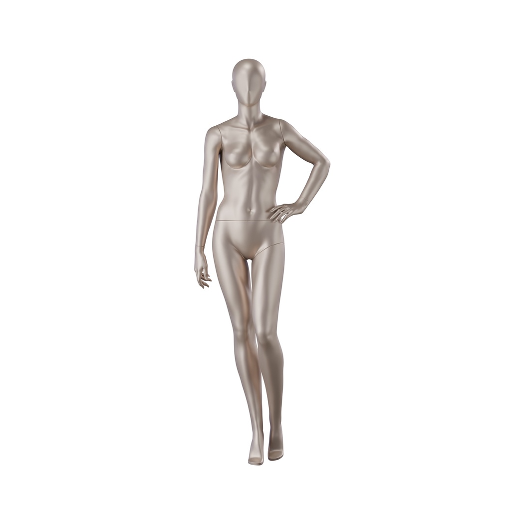 BINK - Underwear mannequin, female, B-cup, bronze metallic skin color mat, standing pose 05B