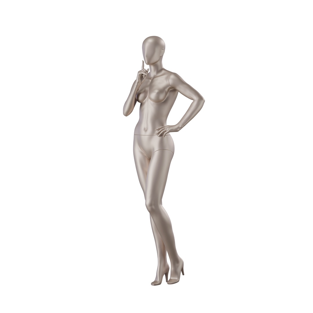 BINK - Underwear mannequin, female, B-cup, bronze metallic skin color mat, standing pose 05B