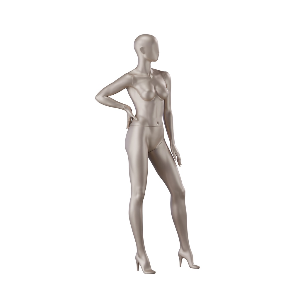 BINK - Underwear mannequin, female, B-cup, bronze metallic skin color mat, standing pose 06B