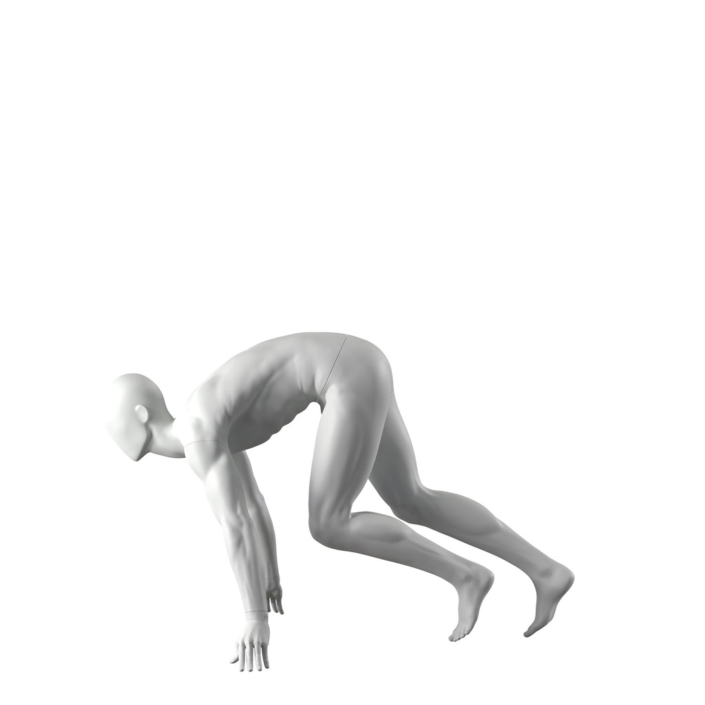 BINK - Start to run sport mannequin, male, grey, abstract head, pose 303