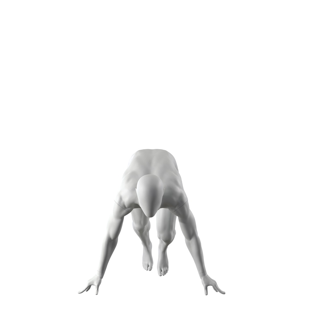 BINK - Start to run sport mannequin, male, grey, abstract head, pose 303