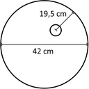 Voetplaat, rond, glas, 42 cm, M12, connector 19,5 cm