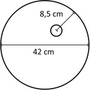 Voetplaat, rond, glas, 42 cm, M12, connector 8,5 cm