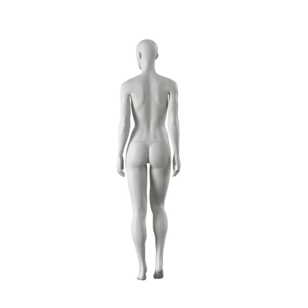 Sport dames mannequin, grijs, abstract hoofd, staande pose 52