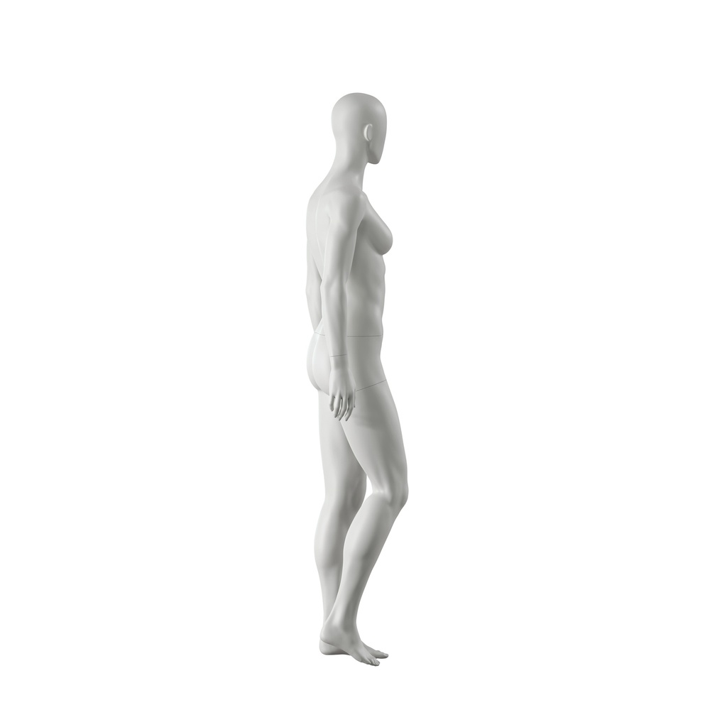 Sport dames mannequin, grijs, abstract hoofd, staande pose 52
