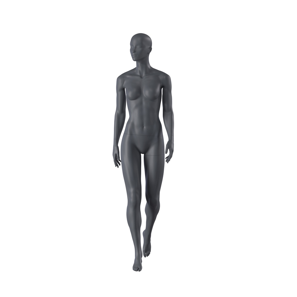 Sport dames mannequin, grafiet grijs, gestilleerd hoofd, staande pose 162 