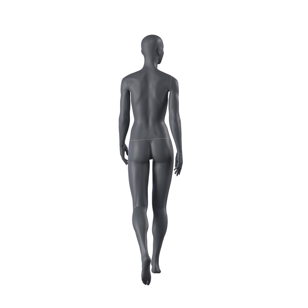 Sport dames mannequin, grafiet grijs, gestilleerd hoofd, staande pose 162 