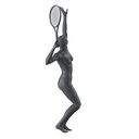 Tennis sport dames mannequin, grafiet grijs, gestilleerd hoofd, staande pose 50 