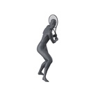 Tennis sport dames mannequin, grafiet grijs, gestilleerd hoofd, staande pose 53