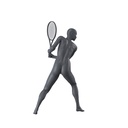 Tennis sport dames mannequin, grafiet grijs, gestilleerd hoofd, staande pose 53