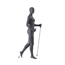 Trekking sport dames mannequin, grafiet grijs, gestilleerd hoofd, staande pose 161