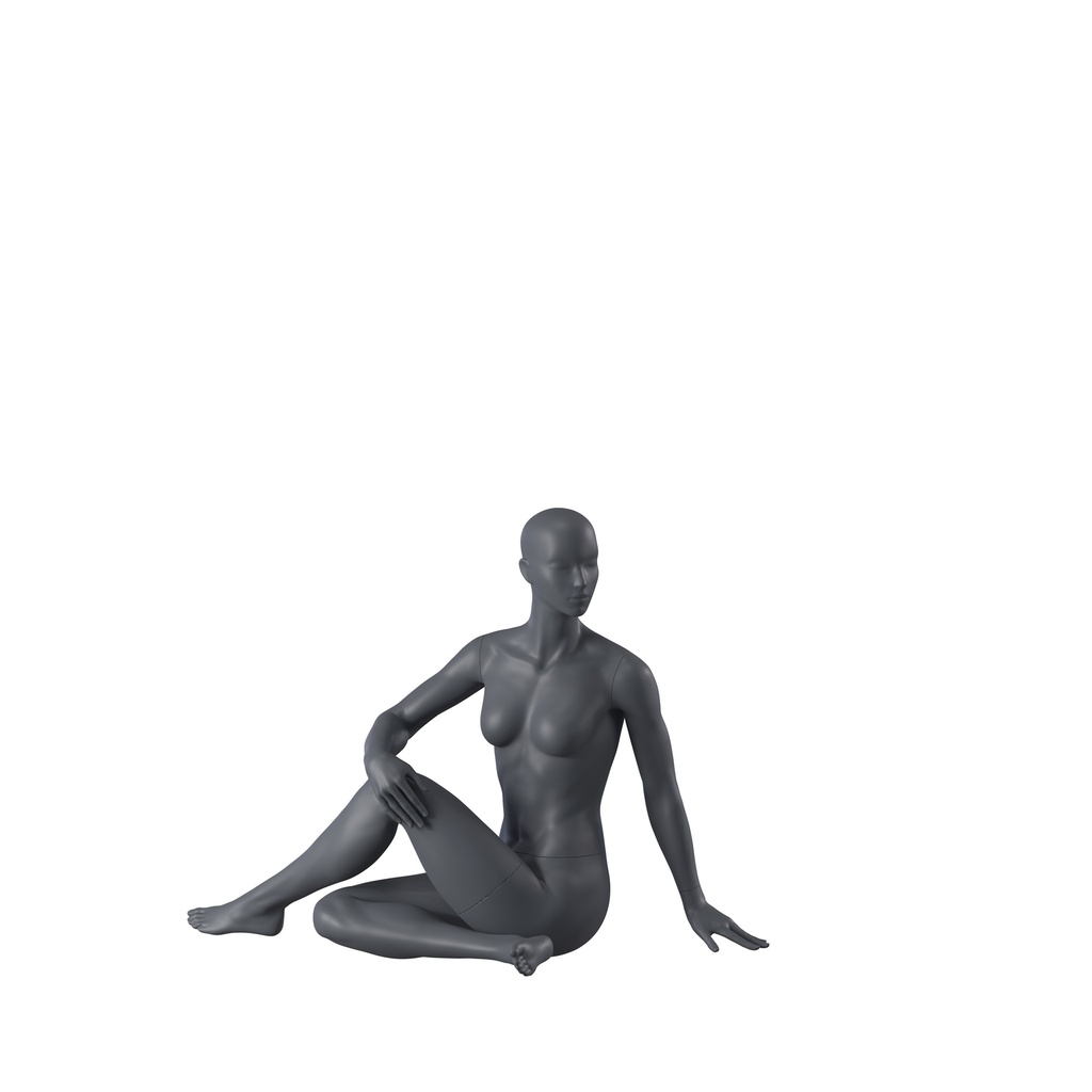 Yoga sport dames mannequin, grafiet grijs, gestilleerd hoofd, zittende pose 124