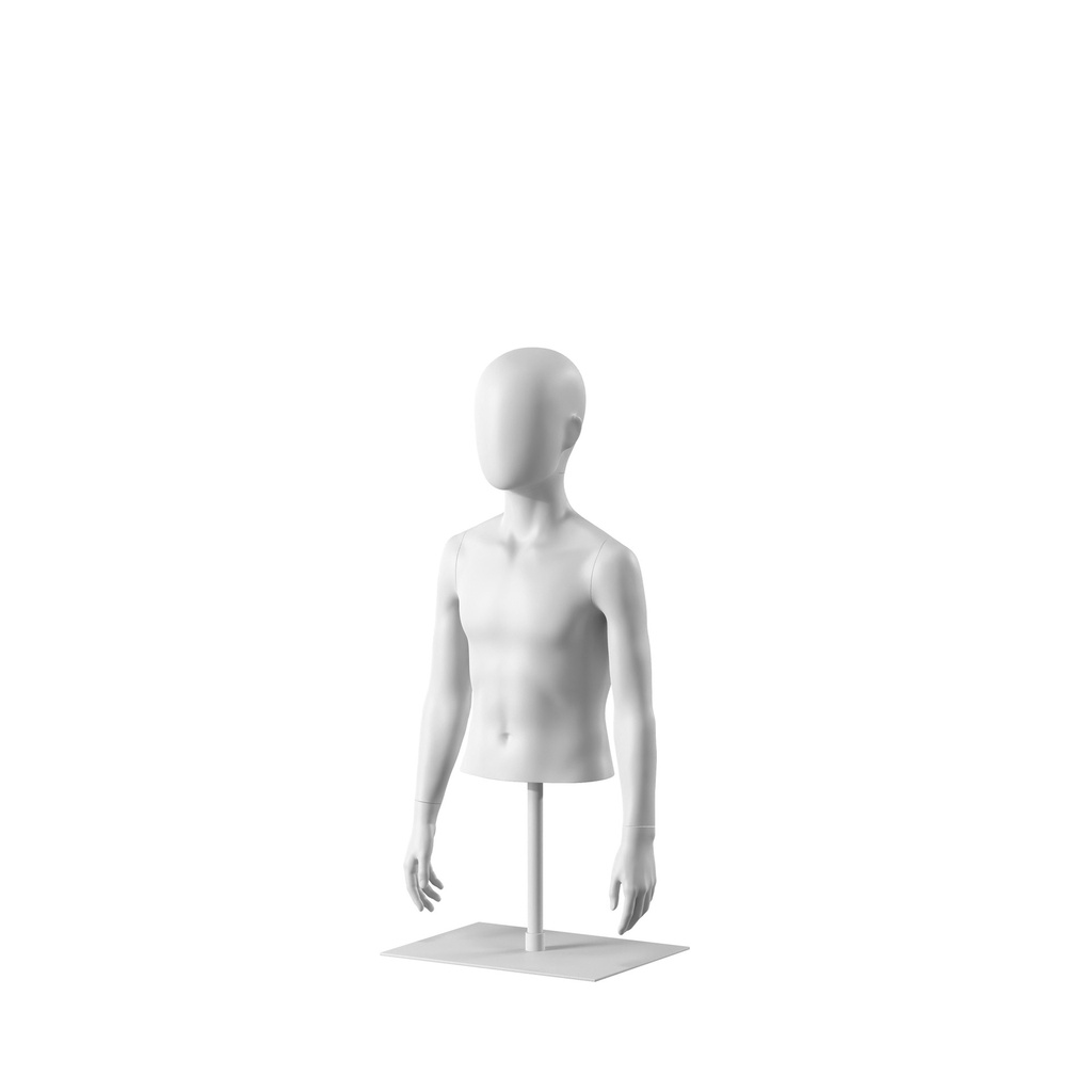 Korte kindertorso, 8jr, wit, staander, Bio FRP