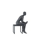 Sport dames mannequin, grafiet grijs, gestilleerd hoofd, zittende pose 07 