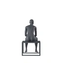 Sport dames mannequin, grafiet grijs, gestilleerd hoofd, zittende pose 07 