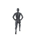 Stretching sport dames mannequin, grafiet grijs, gestilleerd hoofd, staande pose 06 