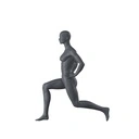 Stretching sport dames mannequin, grafiet grijs, gestilleerd hoofd, staande pose 06 
