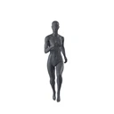 Lopende sport dames mannequin, grafiet grijs, gestilleerd hoofd, staande pose 04