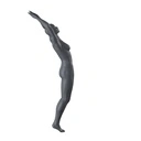 Duikende sport dames mannequin, grafiet grijs, gestilleerd hoofd, staande pose 24