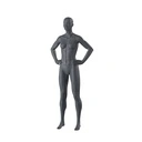 Sport dames mannequin, grafiet grijs, gestilleerd hoofd, staande pose 13