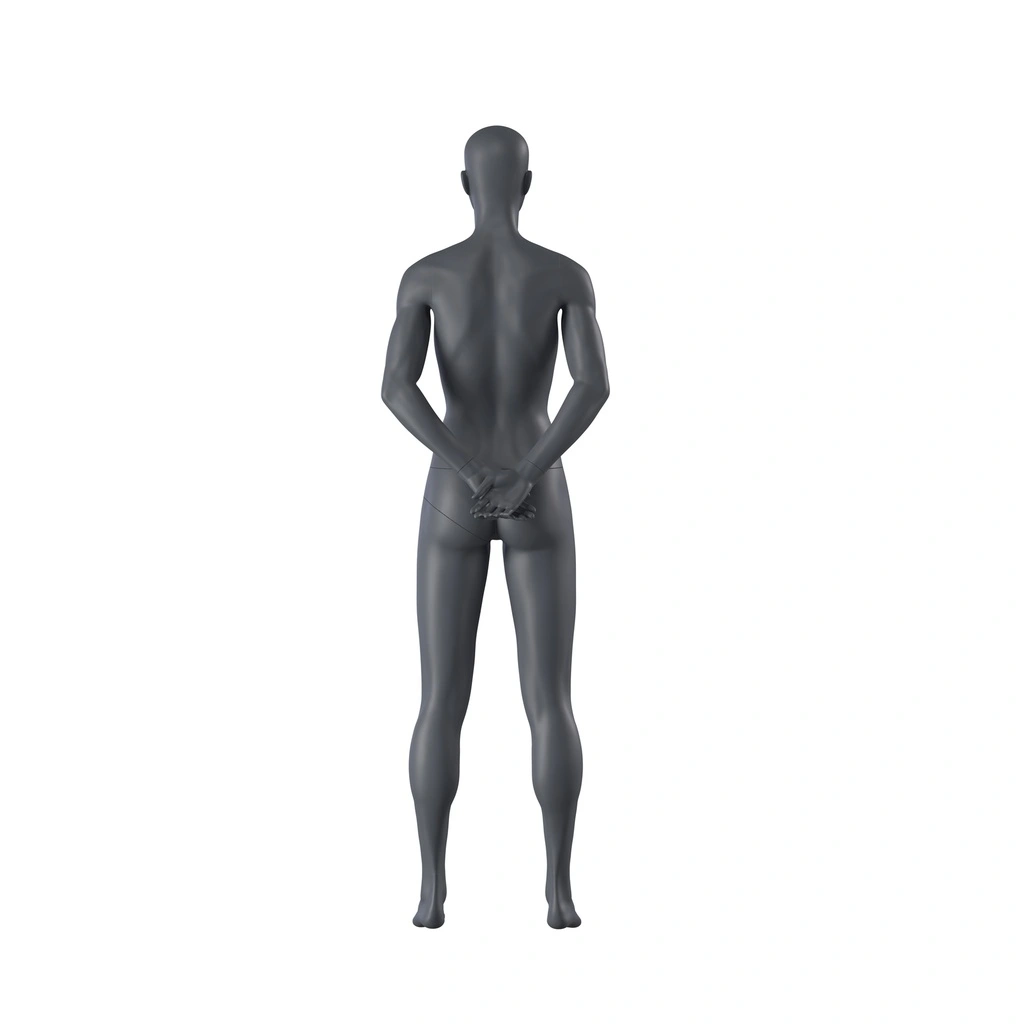 Sport dames mannequin, grafiet grijs, gestilleerd hoofd, staande pose 15