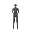 Sport dames mannequin, grafiet grijs, gestilleerd hoofd, staande pose 15