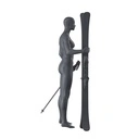 Ski sport dames mannequin, grafiet grijs, gestilleerd hoofd, staande pose 10 