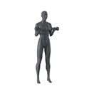 Kettlebell fitness dames mannequin, grafiet grijs, gestilleerd hoofd, staande pose 12
