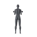 Kettlebell fitness dames mannequin, grafiet grijs, gestilleerd hoofd, staande pose 12