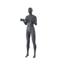 Kettlebell fitness dames mannequin, grafiet grijs, gestilleerd hoofd, staande pose 12