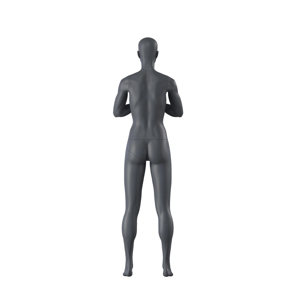 Yoga sport dames mannequin, grafiet grijs, gestilleerd hoofd, staande pose 17